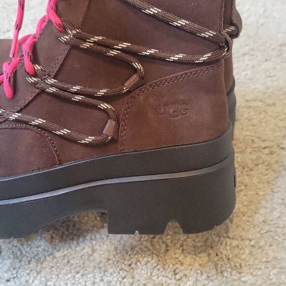 UGG BRISBANE LACE-UP WATERPROOF SUEDE PLATFORM BOOTS SIZE 8.5 - Picture 3 of 6